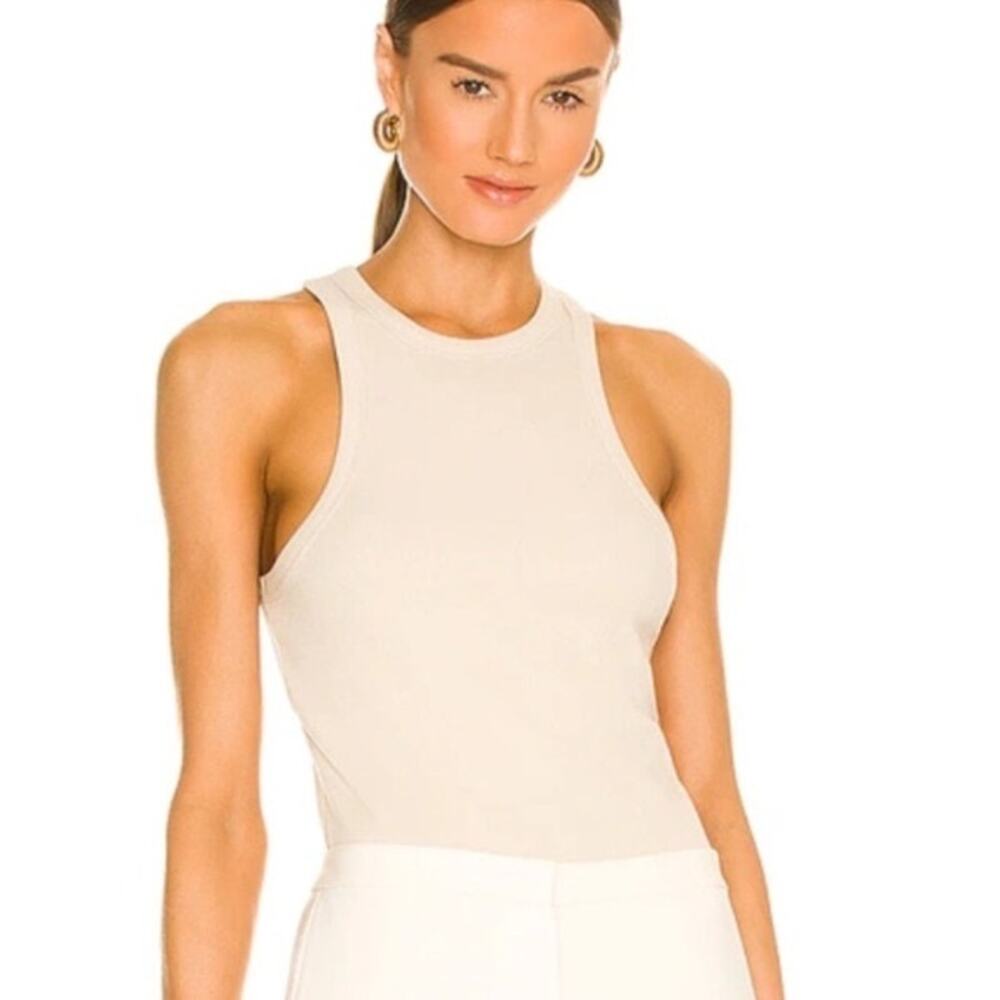 Anine Bing Eva Fitted Tank Top in Taupe Sz L